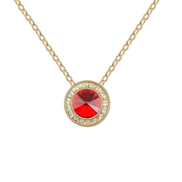 Goldtone Rivoli Halo Necklace with Swarovski Crystals - Picture 1 of 1